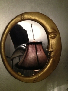 Moon mirror in the bathroom.
