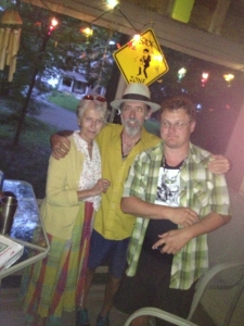 Sheila Meader with Krekel and I. I got Abbott's Hat and Krekel got His beads.